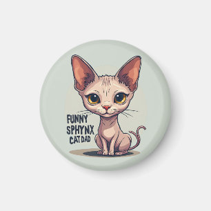 Aimant Dessin animé de papa chat Sphynx drôle