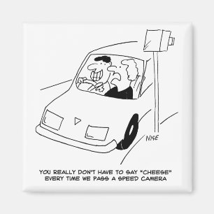 Aimant Dessin animé drôle de radar de vitesse montrant un