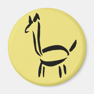 Aimant Dessin au pinceau Lama Alpaga Cheval Animal