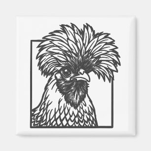 Aimant Dessin au trait de poule polonaise - Conception dr