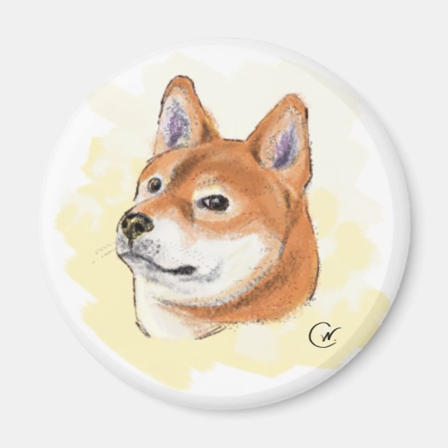 Aimant Dessin de Chien Shiba Inu (Devant)