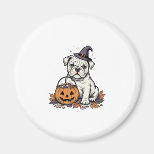 Aimant Dessin de citrouille de bouledogue d'Halloween gra
