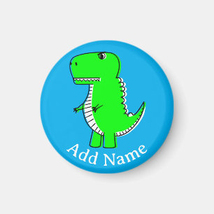 Aimant Dessin de dinosaure vert nom personnalisé