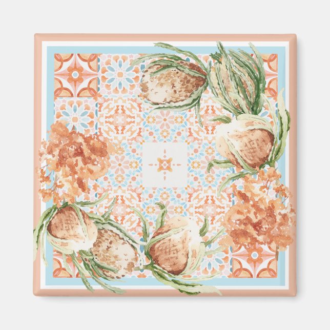 Aimant dessin de foulard floral (Devant)