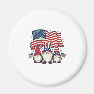 Aimant Dessin de gravure vintage de gnome patriotique_1