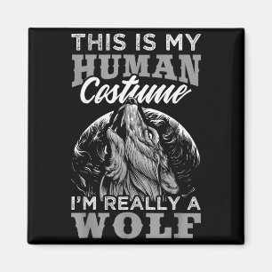 Aimant Dessin de loup drôle Costume humain Je suis un lou