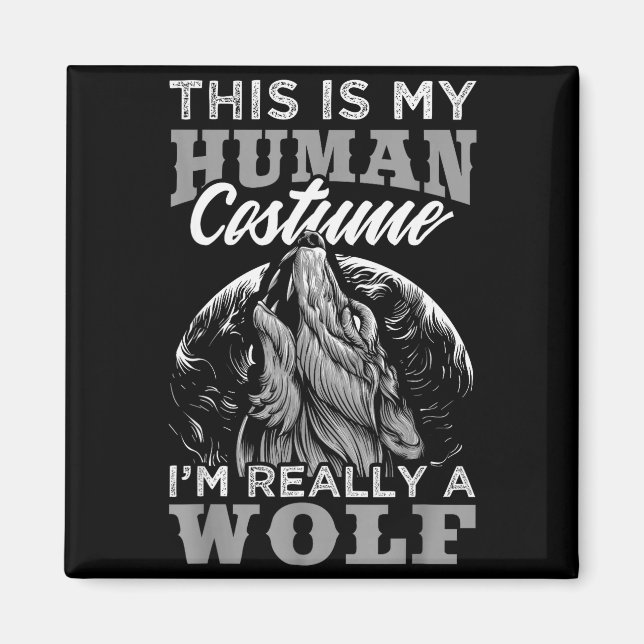 Aimant Dessin de loup drôle Costume humain Je suis un lou (Devant)