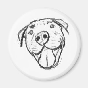Aimant dessin de pitbull simple amoureux des chiens noir