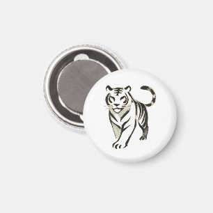 Aimant Dessin de tigre marchant - Design d'aimant d'encre