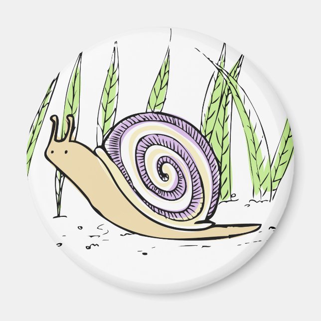 Aimant Dessin d'escargot mignon tiré à la main (Devant)