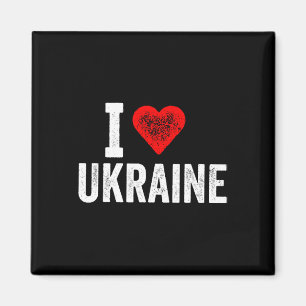 Aimant Dessin drôle rétro J'aime l'Ukraine avec un cœur r