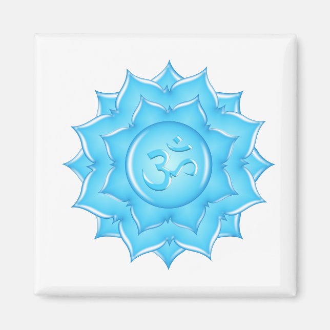 Aimant Dessin du symbole Om de lotus de verre bleu (Devant)