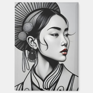 Aimant dessin fille chinoise
