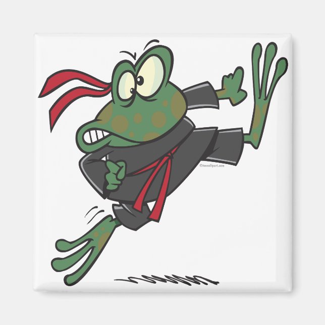 Aimant dessin humoristique de grenouille ninja (Devant)