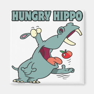 Aimant dessin humoristique hippo affamé