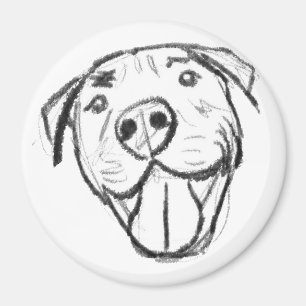 Aimant dessin pitbull simple amoureux des chiens noir bla