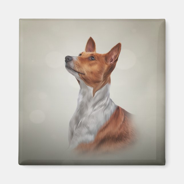 Aimant Dessin race de chien Basenji (Devant)