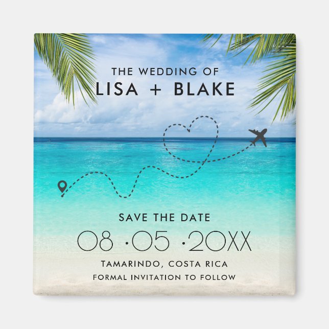 Aimant Destination Beach Wedding Enregistrer la date (Devant)