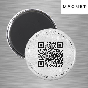 Aimant Détails du code QR du site web de mariage argent R