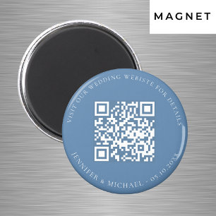 Aimant Détails du code QR du site web de mariage bleu pou