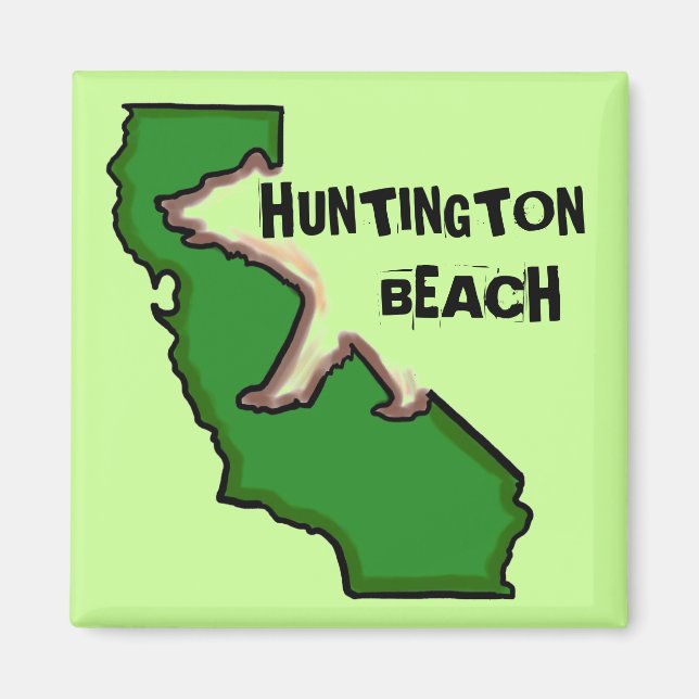 Aimant d'état vert de Huntington Beach California (Devant)