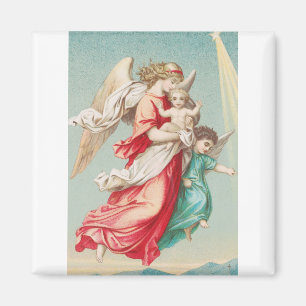 Aimant Deux anges portent un petit enfant