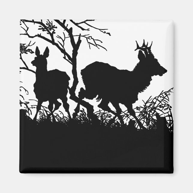 Aimant Deux cerfs dans une forêt - Silhouette allemande a (Devant)