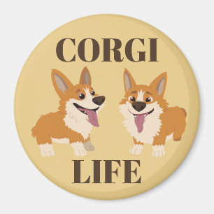 Aimant Deux Chiots Corgi Mignons