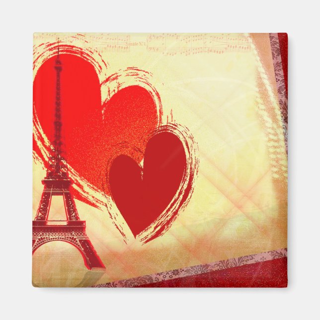 Aimant Deux coeurs à Paris (Devant)