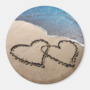 Aimant Deux coeurs dans le sable