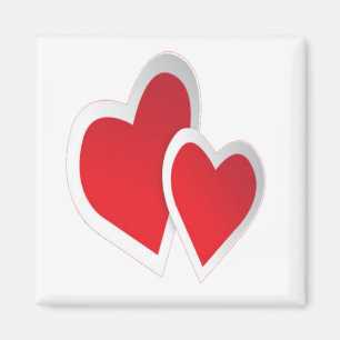 Aimant Deux Coeurs rouges