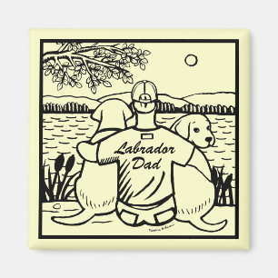 Aimant Deux Labradors et papa
