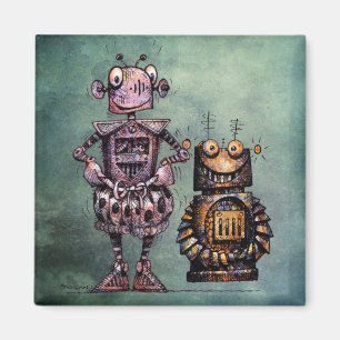 Aimant Deux robots drôles de Steampunk !