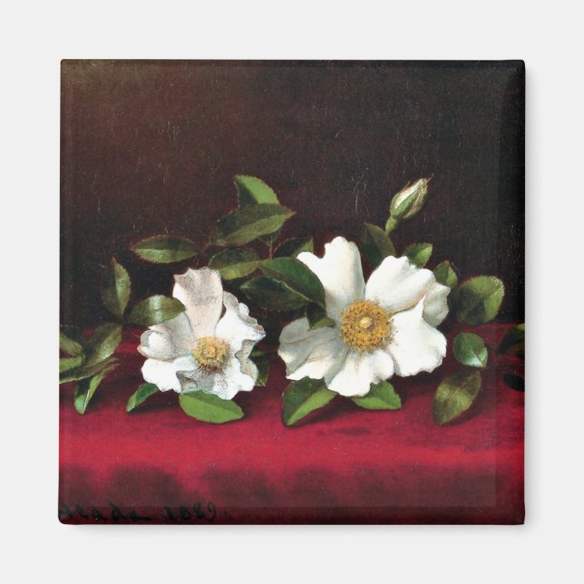 Aimant Deux Roses cherokees sur Red Velvet, (Devant)