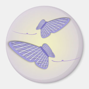 Aimant Deux violets et illustration blanche de papillons