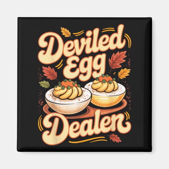 Aimant Deviled Egg Er Funny Retro Thanksgiving Food Quote (Devant)