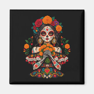 Aimant Dia de los muertos crâne de sucre catrina jour des