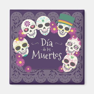 Aimant Dia de los Muertos Day of the Dead skull masks