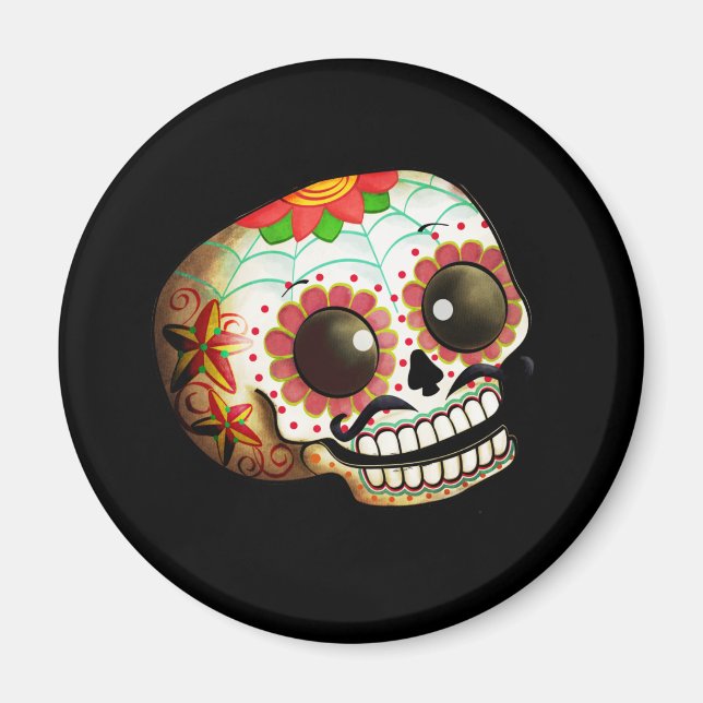 Aimant Dia de Los Muertos Sugar Crâne Art (Devant)