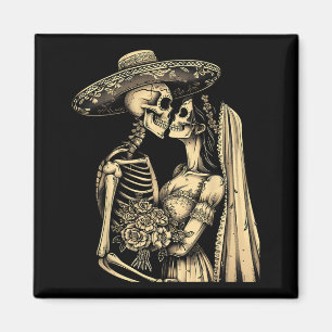 Aimant Dia De Muertos Crâne De Sucre Couple Squelette Mar