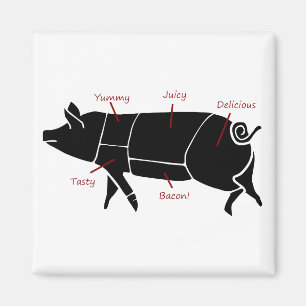 Aimant Diagramme de diagramme drôle de boucher de porc