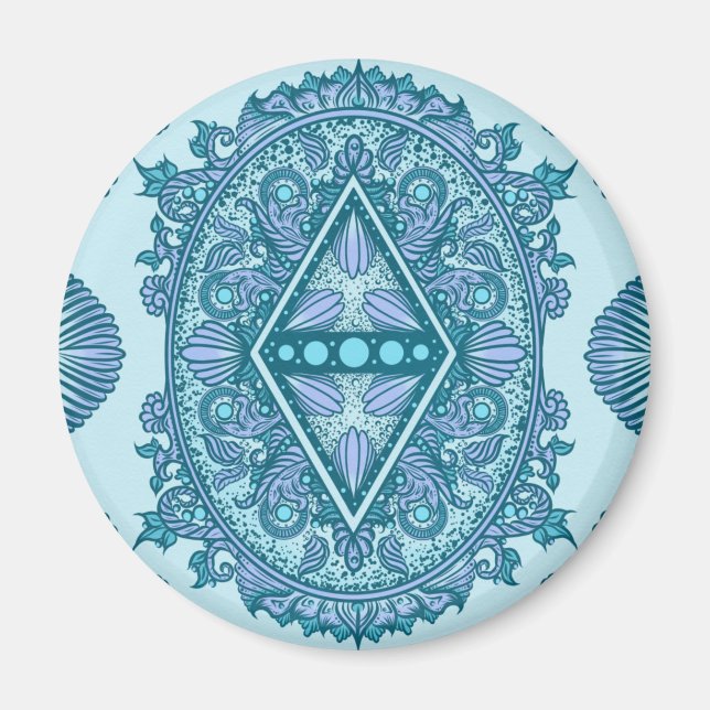 Aimant Diamant bleu Mandala (Devant)
