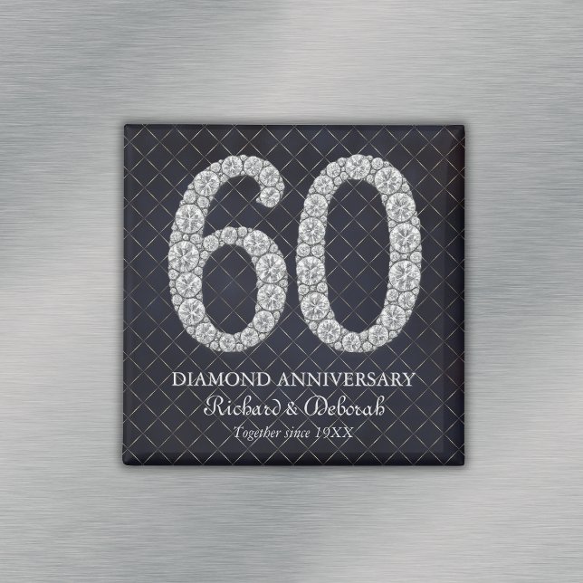 Aimant Diamond 60e anniversaire de Mariage Keepsaké (Diamond 60th Wedding Anniversary Keepsake Magnet
)