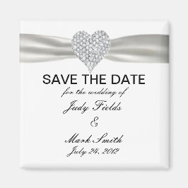 Aimant Diamond Coeur Blanc Mariage Enregistrer La Date Ma