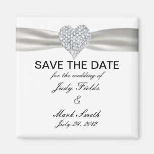 Aimant Diamond Coeur Blanc Mariage Enregistrer La Date Ma