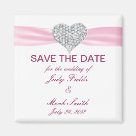 Aimant Diamond Coeur rose Mariage Enregistrer La Date Mag
