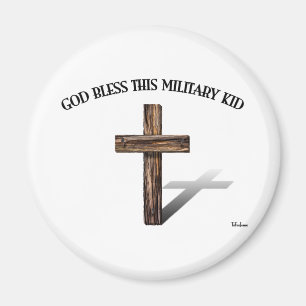 Aimant DIEU BÉNISSE CET ENFANT MILITAIRE avec une croix r