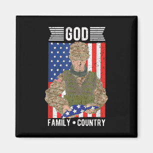 Aimant Dieu Famille Pays Américain US Drapeau Soldat Memo