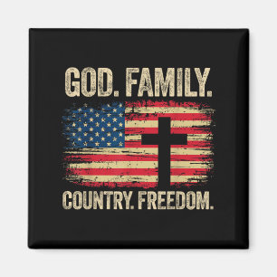 Aimant Dieu Famille Pays Liberté Drapeau États-Unis Croix