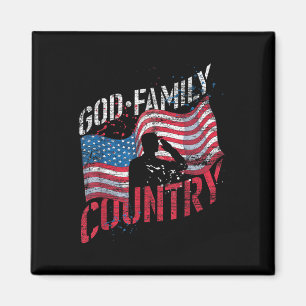 Aimant Dieu Famille Pays Soldat Us Drapeau American Memor